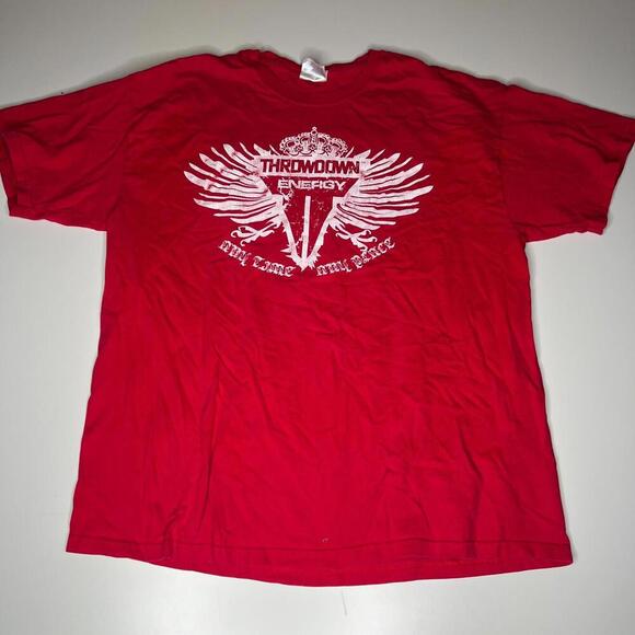 Vintage Throwdown Energy Drink T-Shirt Red Hanes Heavyweight MMA Promo Graphic T - Picture 1 of 6